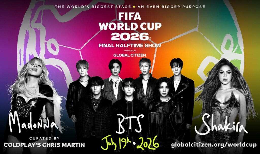 Madonna Shakira BTS đồng dẫn đầu halftime show fifa world cup 2026