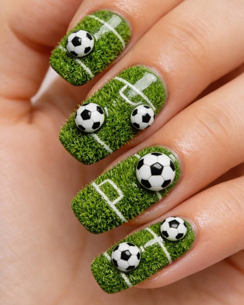 Mẫu nail sân cỏ 3D